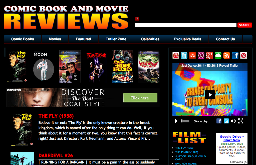 comic book and movie reviews