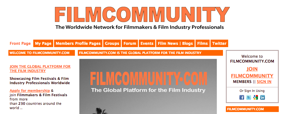 film community website screenshot